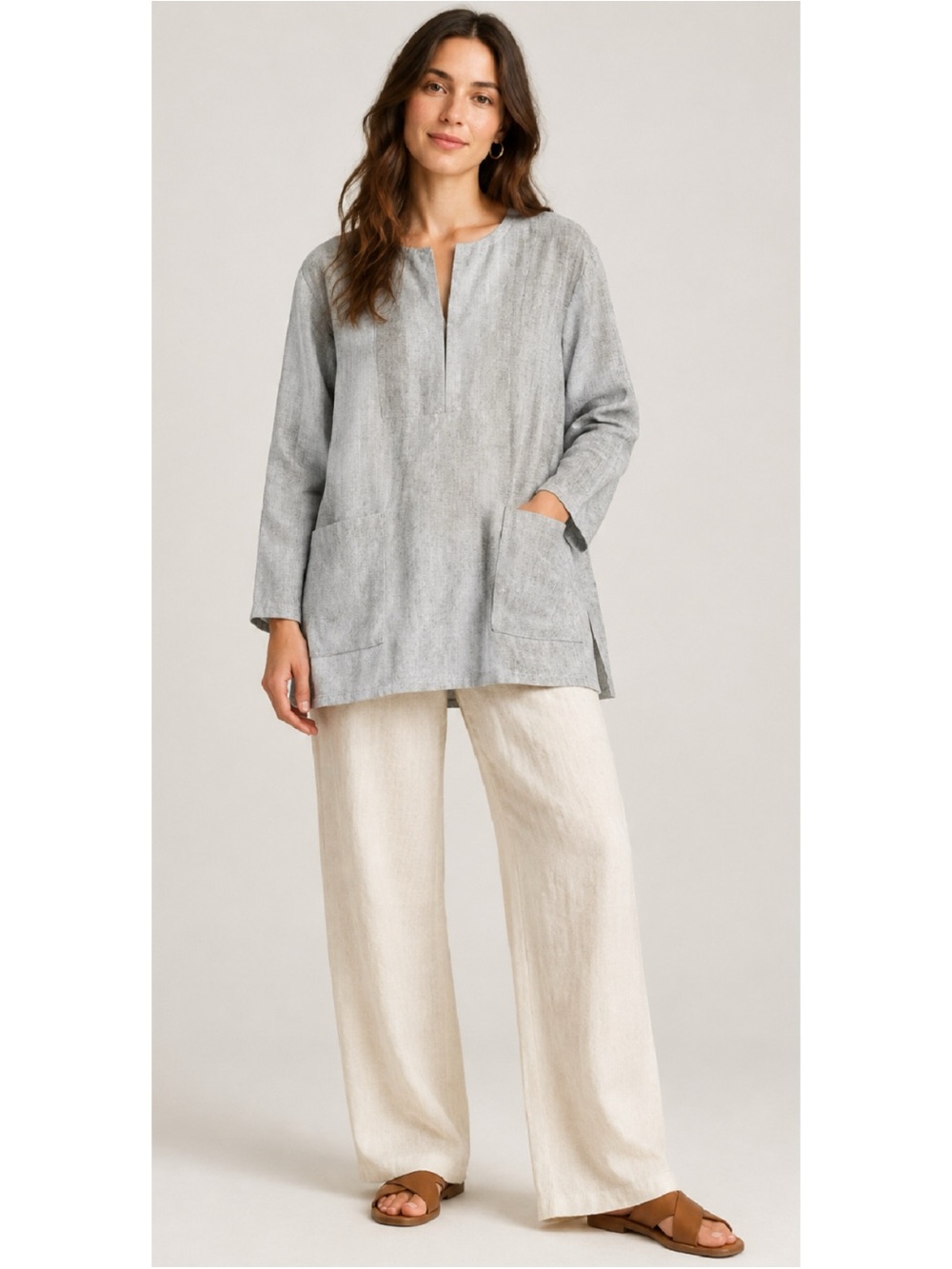 COS Light Gray Linen Tunic with Patch Pockets ❤️❤️